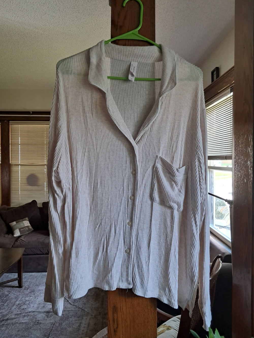 Auden Women's Pajama Set- Long Sleeve Button Up Top With Drawstring Pants SizeXL